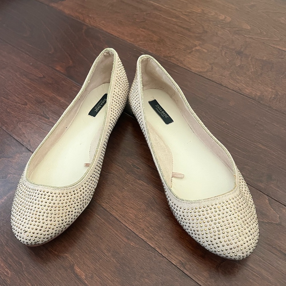 Zara rhinestone ballet flats
